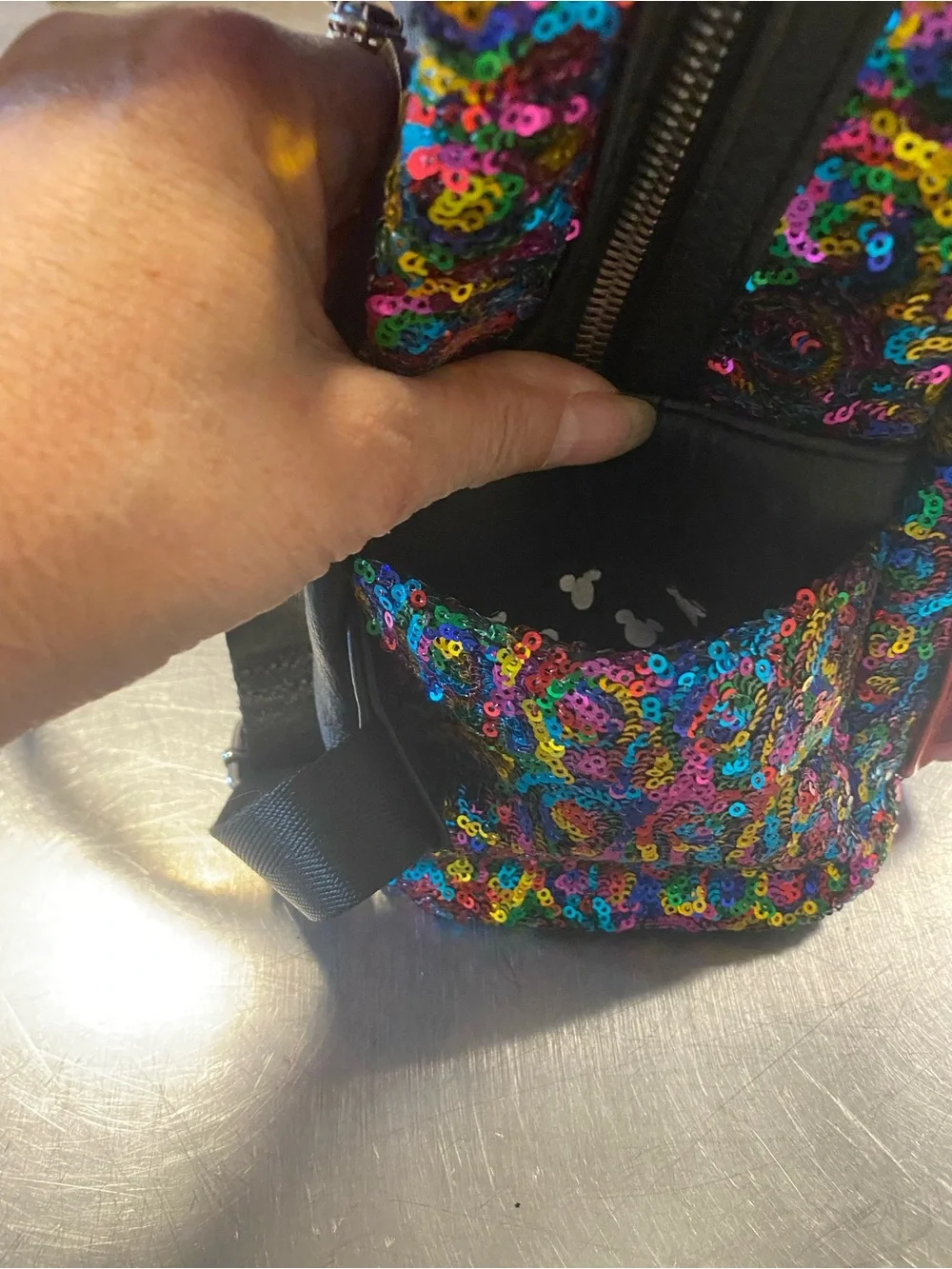 Disney Rainbow Sequin Mickey Ear Mini Backpack